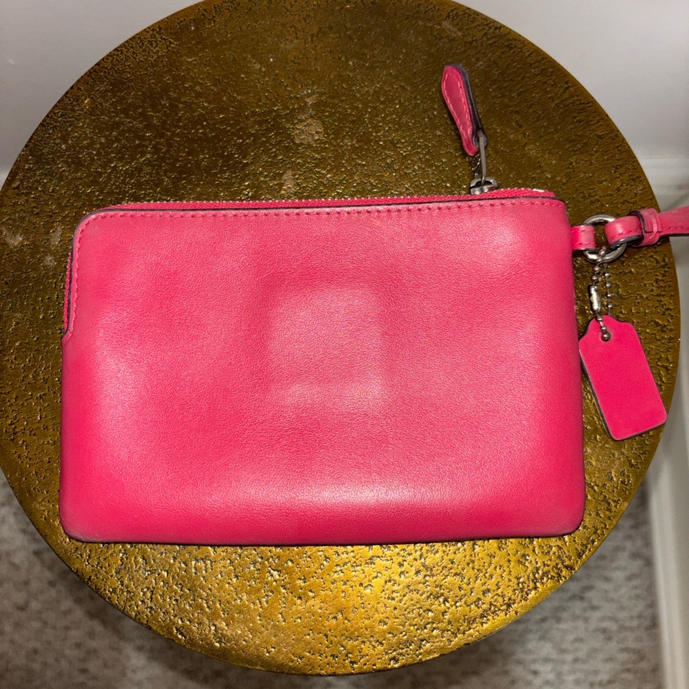 Coach Fuchsia Leather Wristlet - Picture 2 of 4